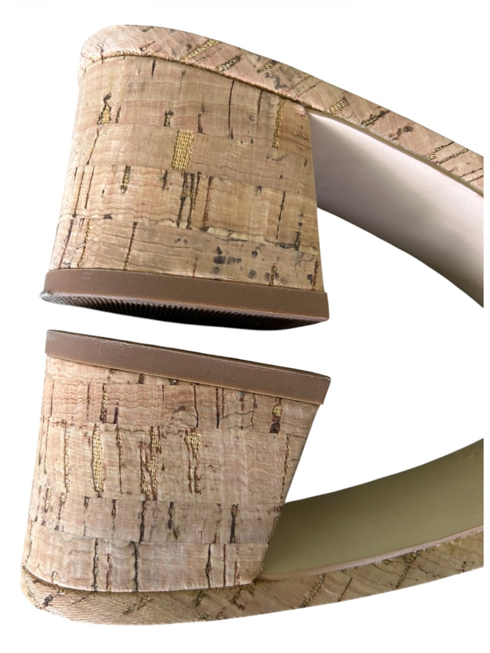 Steve Madden Seacrest Gold Multi Raffia Cork Block Heel Sandals Excellent 6.5 - Picture 6 of 10